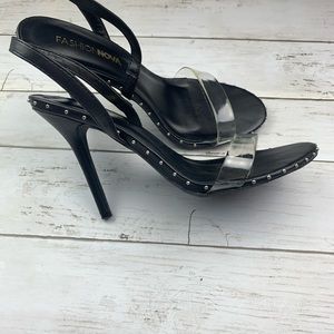 Fashion Nova Black Heels with clear strap